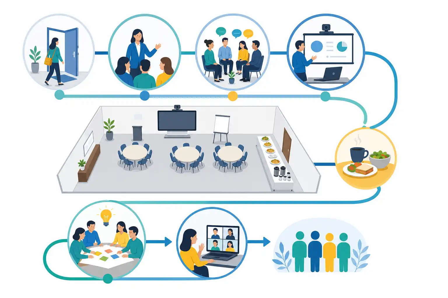Infografik zu Seminarraum für Onboarding-Schulungen in München mieten: So gelingt der Start neuer Teams (KI-generiert)